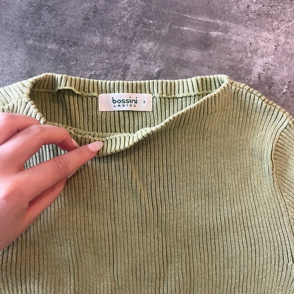 Bossini Olive Ribbed Short Sleeve Top - Picture 2 of 3